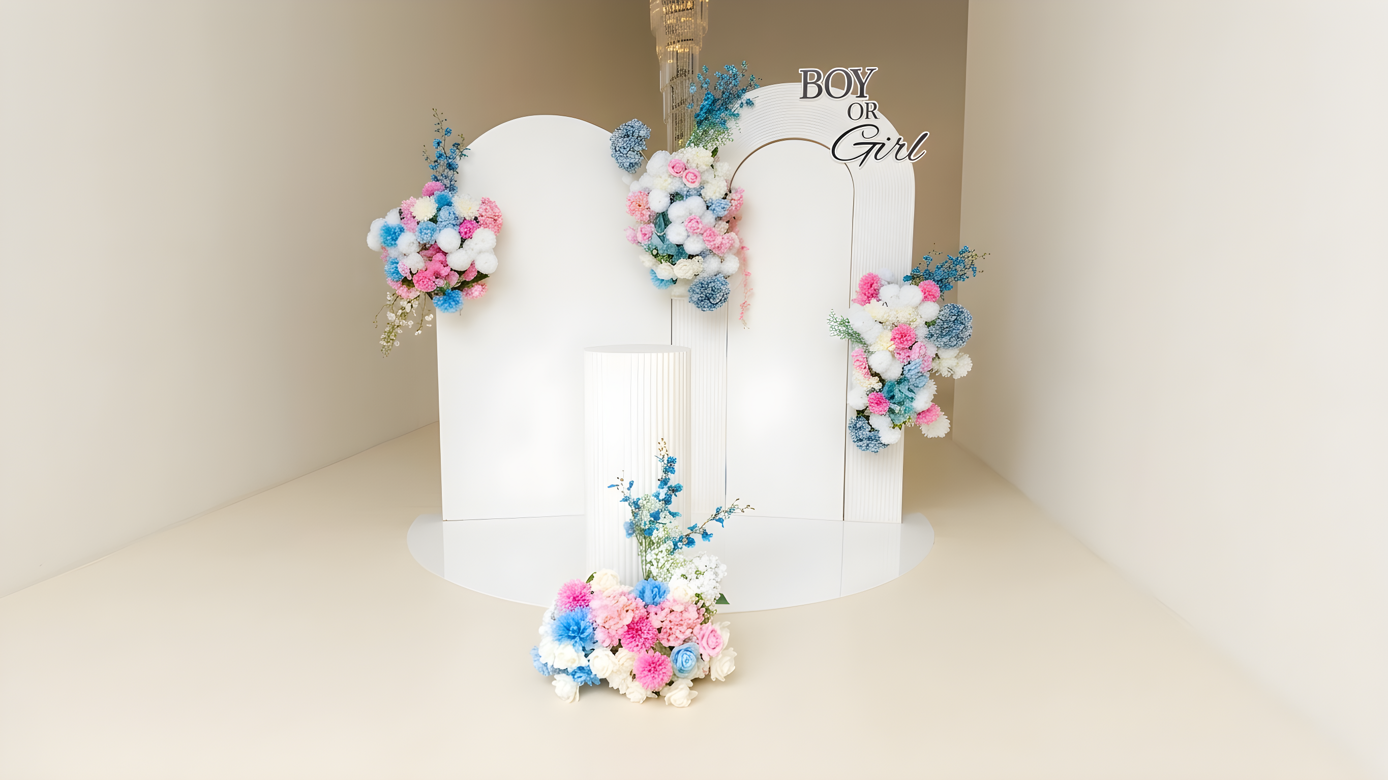 Gender Reveal floral backdrop